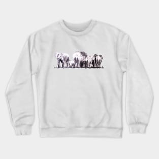 Elephants in a herd Illustration Crewneck Sweatshirt